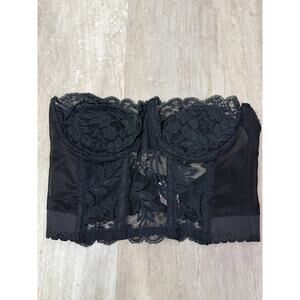 Vintage Fleur de Lace Smoothies Black Lace Bustier Lingerie Size 34B